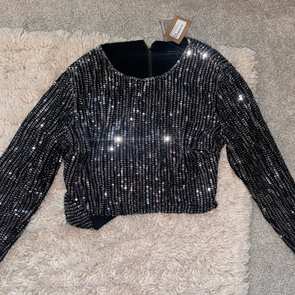 long sleeve sparkly going out top